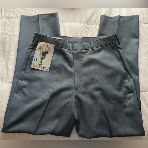NWT Levi’s Vintage 70s 80s Deadstock Action Slacks Blue Gray 36x32 Career Office - Picture 1 of 8